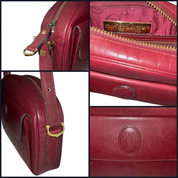 Cartier Must de Cartier Burgundy Leather Crossbody Shoulder Bag With Dustbag - Picture 12 of 16